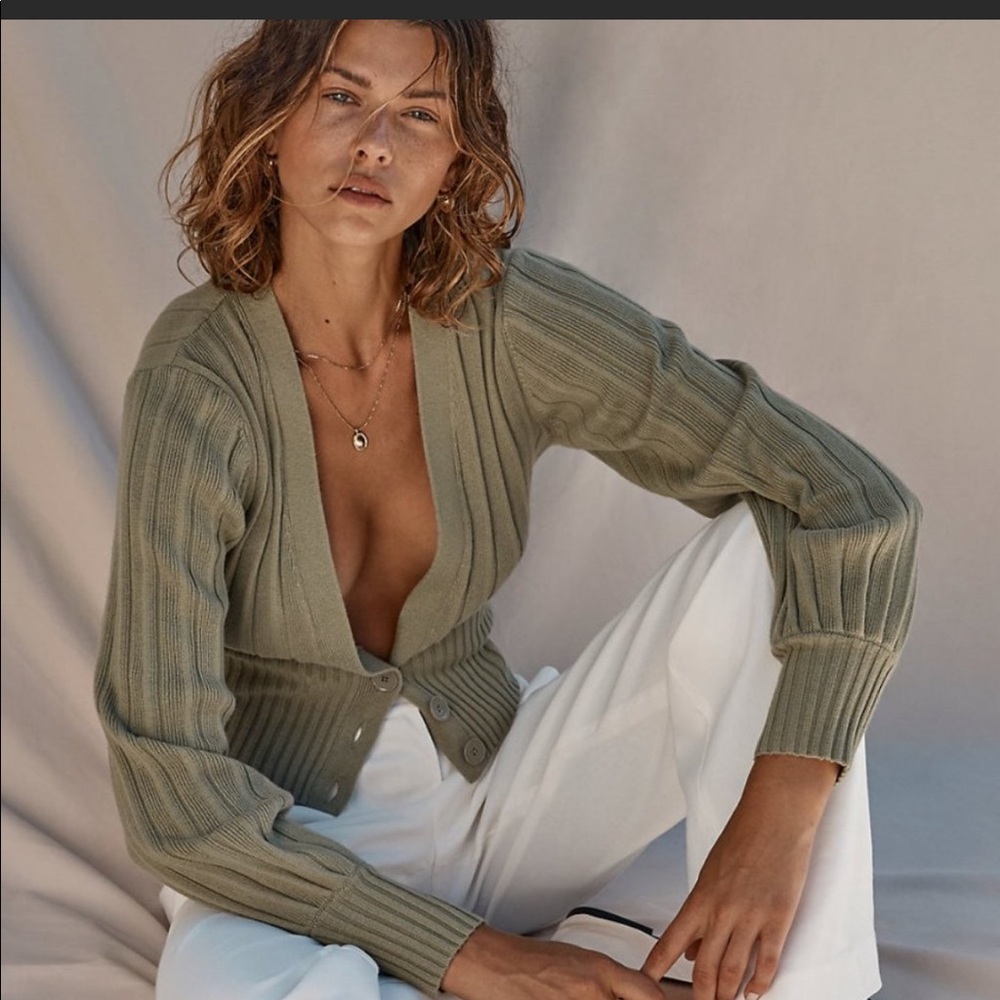 Aritzia Plunge Front Cardigan - Sage Green (XS)